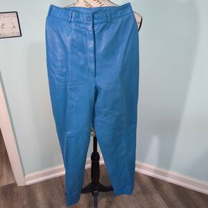 Vintage Norman's Atlanta blue leather pants women's size 8